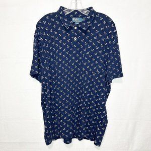 POLO RALPH LAUREN Men X-Large Navy Anchor Print Short Sleeve Pocket Polo Shirt